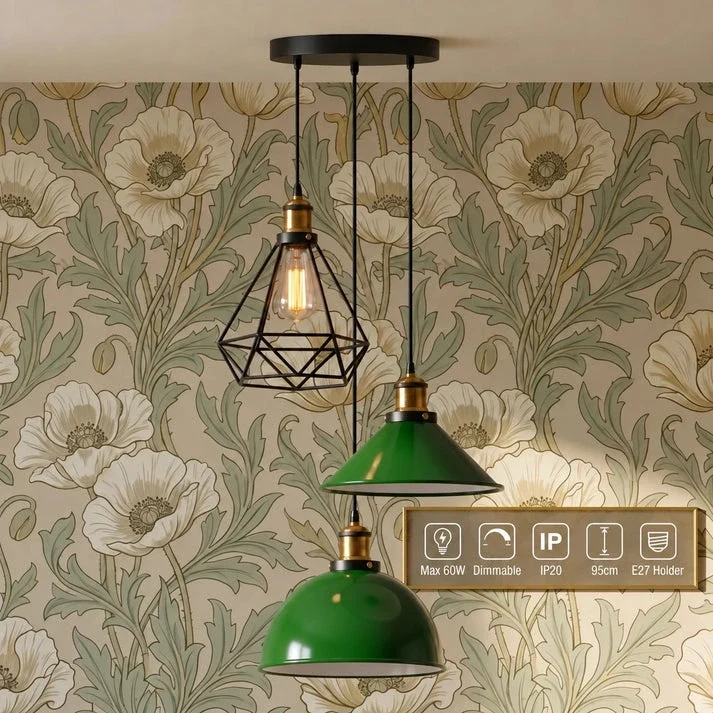 3 flammige Bistro Clusterleuchte – Vintage Industrie Hängelampe | E27 ~4170