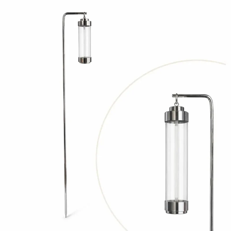 Gartenlaterne hängend – Sompex Elle – Chrom & klares Glas – 130 cm Stab – für LED Kerzen
