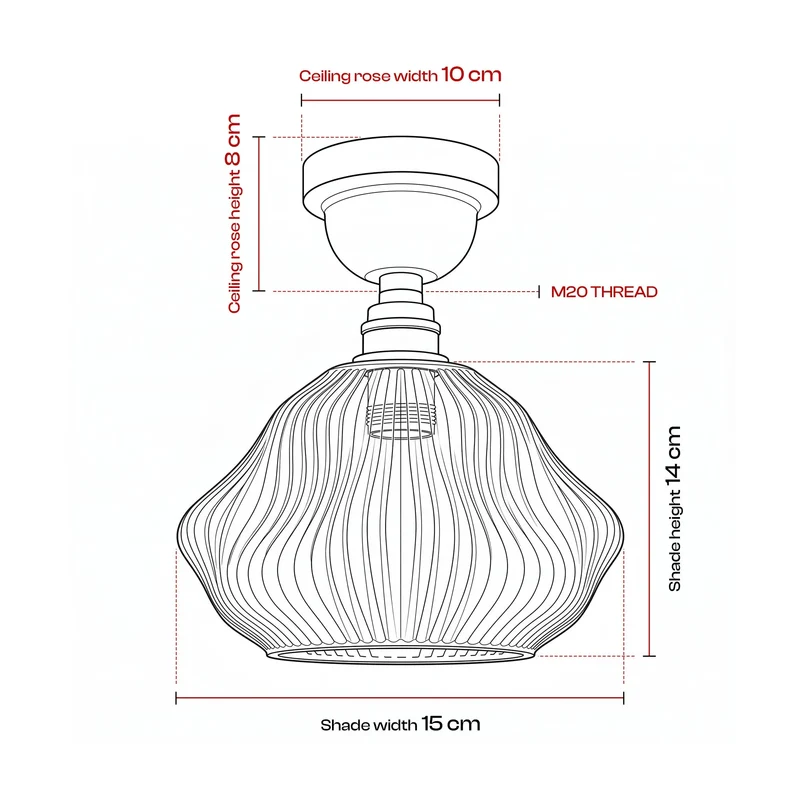 Vintage Braunglas halbbündige Deckenleuchte E27 Lampe~4042