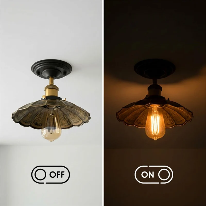 Vintage Deckenleuchte Semi Flush Mount | Retro Design ~3952