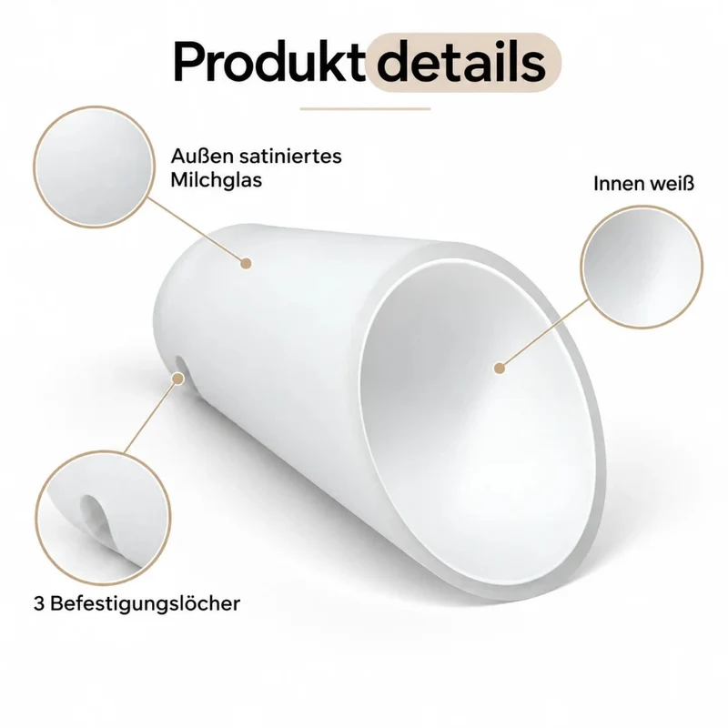 Lampenglas Ersatzglas weiß matt Kegel 3 Befestigungslöcher, 12 cm