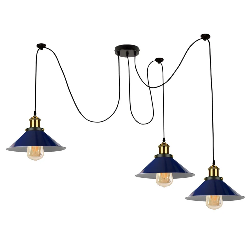 Mehrkopf Industrial Pendelleuchte | 1-9 flammig Spinnen Hängelampe blau~4047
