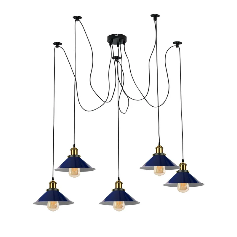 Mehrkopf Industrial Pendelleuchte | 1-9 flammig Spinnen Hängelampe blau~4047