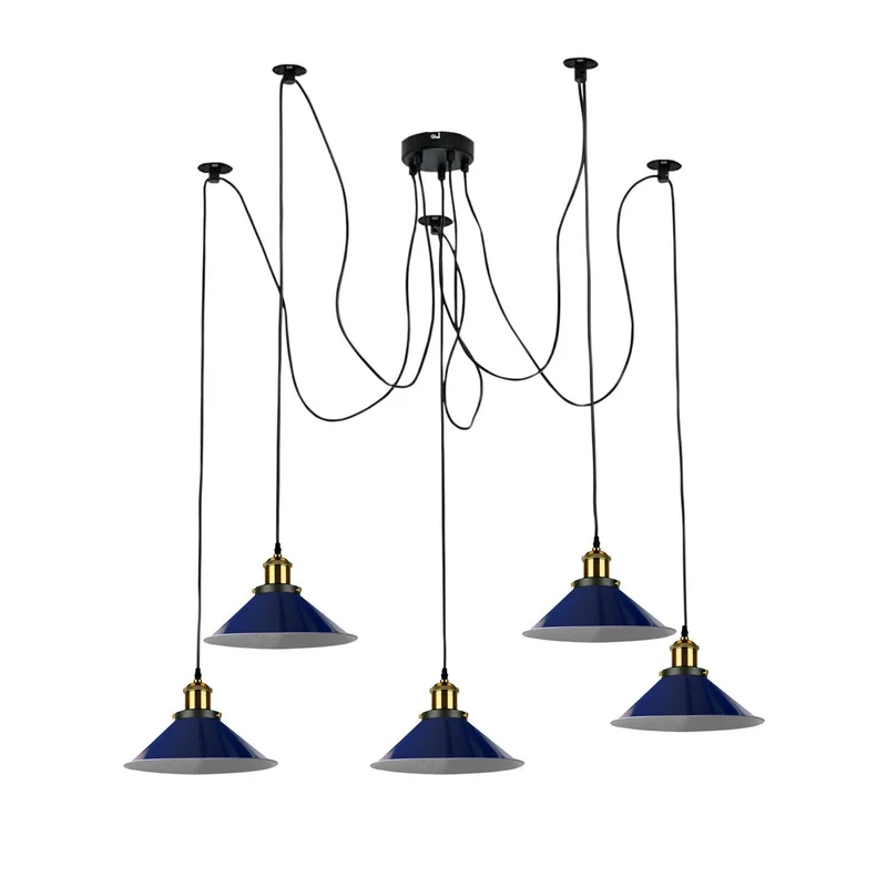 Mehrkopf Industrial Pendelleuchte | 1-9 flammig Spinnen Hängelampe blau~4047