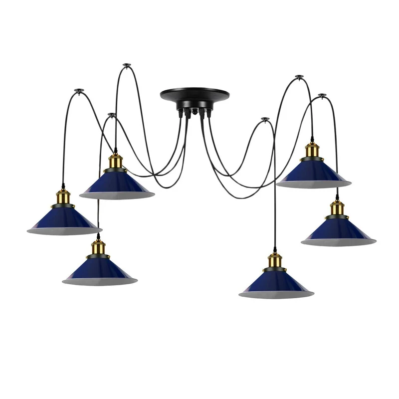 Mehrkopf Industrial Pendelleuchte | 1-9 flammig Spinnen Hängelampe blau~4047