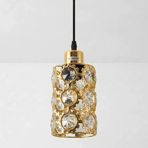 Vintage Hängelampe Gold Kristall | Boho Sonnenblume Pendelleuchte ~4035