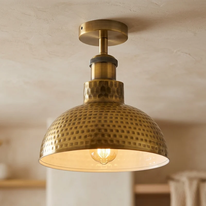 Gehämmerte Deckenlampe Küche – Vintage Barlampe Industrie Gastk | Ø 26cm | E27 ~4080