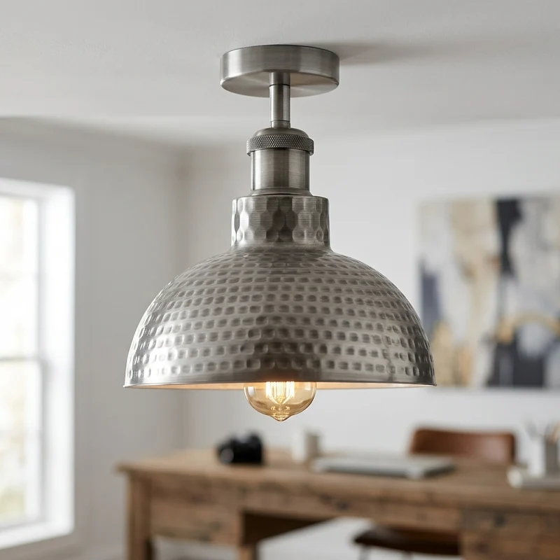 Gehämmerte Deckenlampe Küche – Vintage Barlampe Industrie Gastk | Ø 26cm | E27 ~4080