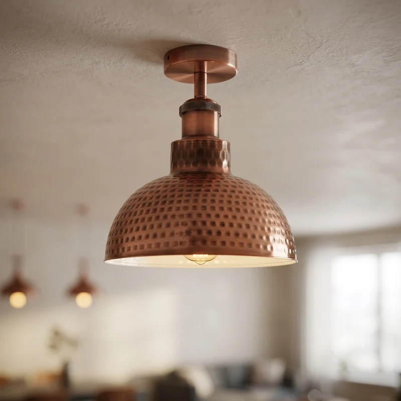 Gehämmerte Deckenlampe Küche – Vintage Barlampe Industrie Gastk | Ø 26cm | E27 ~4080