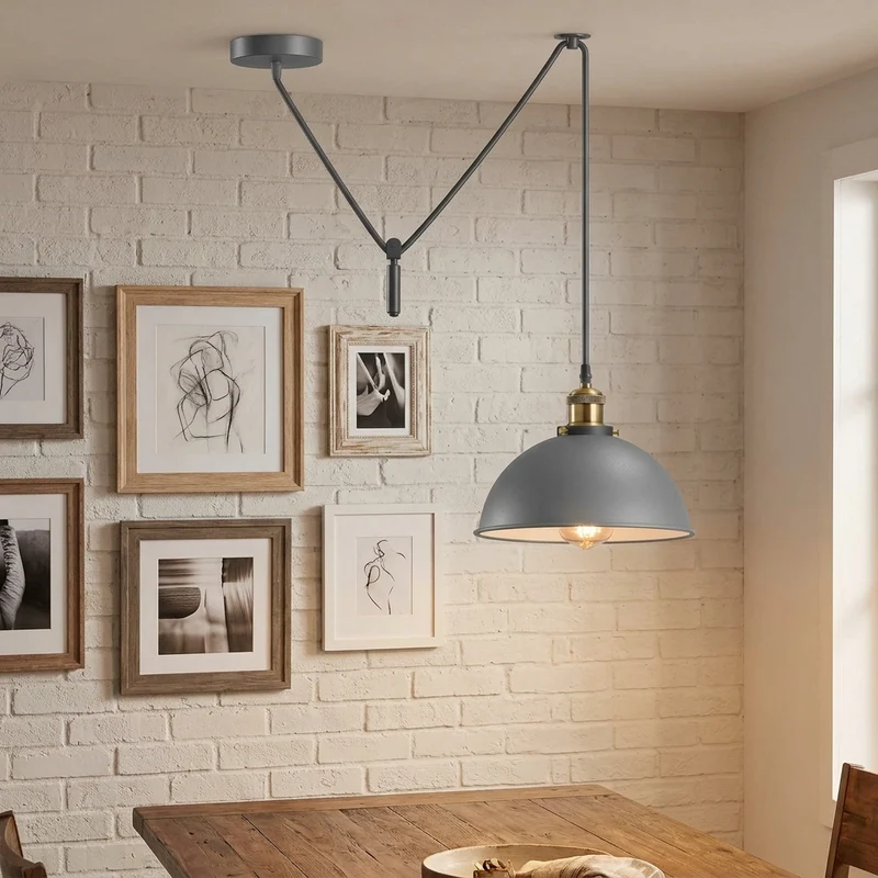 Pendelleuchte Höhenverstellbar – Vintage Trichter Deckenlampe Küche | Ø 21cm | E27 ~3968