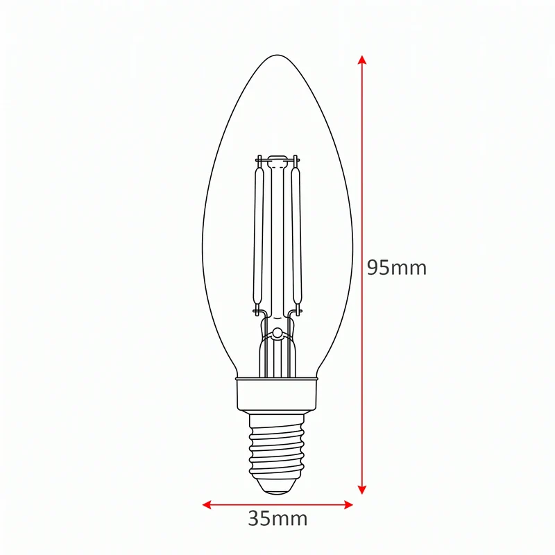 E14 LED Filament Kerzenglühbirne 4W – Bruchsicher & Warmweiß (2700K)~4168