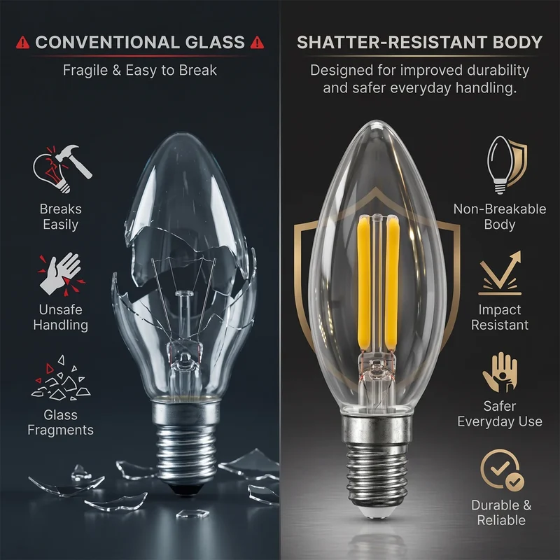 E14 LED Filament Kerzenglühbirne 4W – Bruchsicher & Warmweiß (2700K)~4168