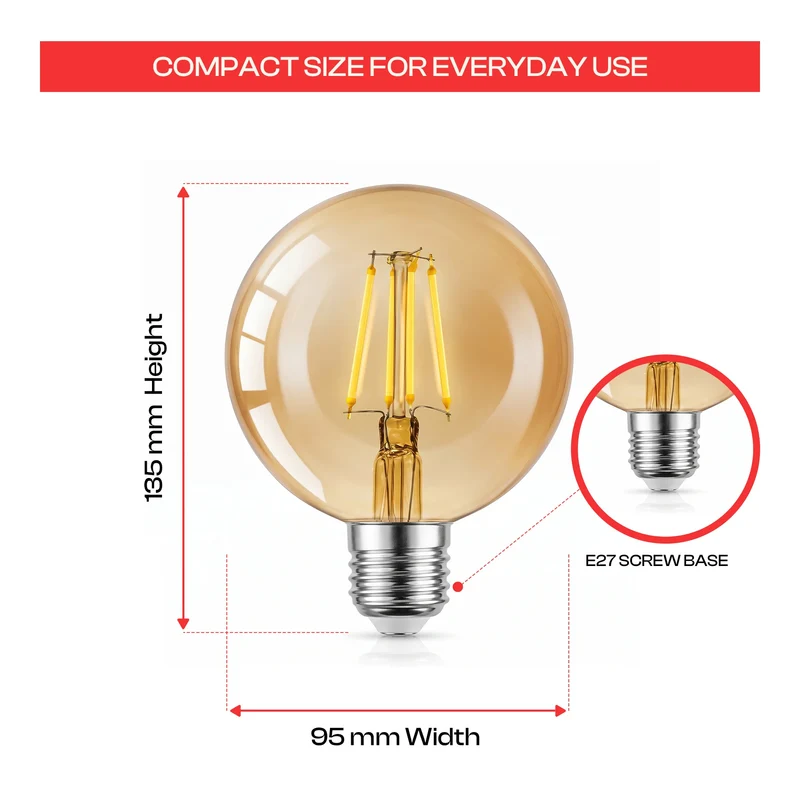 LEDSone G95 4W Vintage Edison LED Glühbirne Dimmbare Warmweiß ~1026