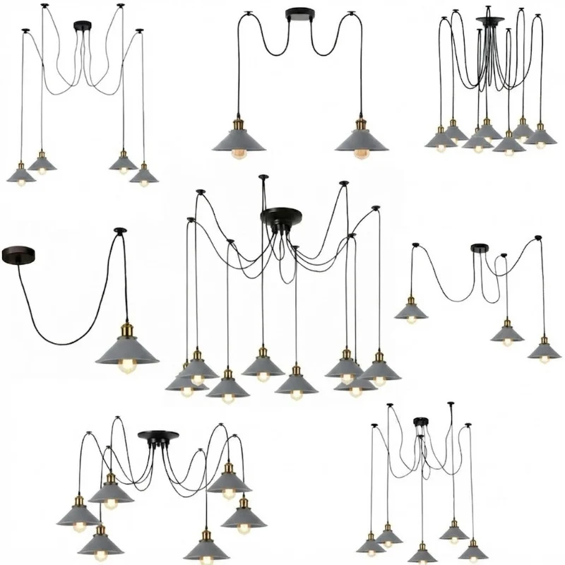 LEDSONE Spinnenlampe Pendelleuchte 1 - 8 Wege Grau ~3949
