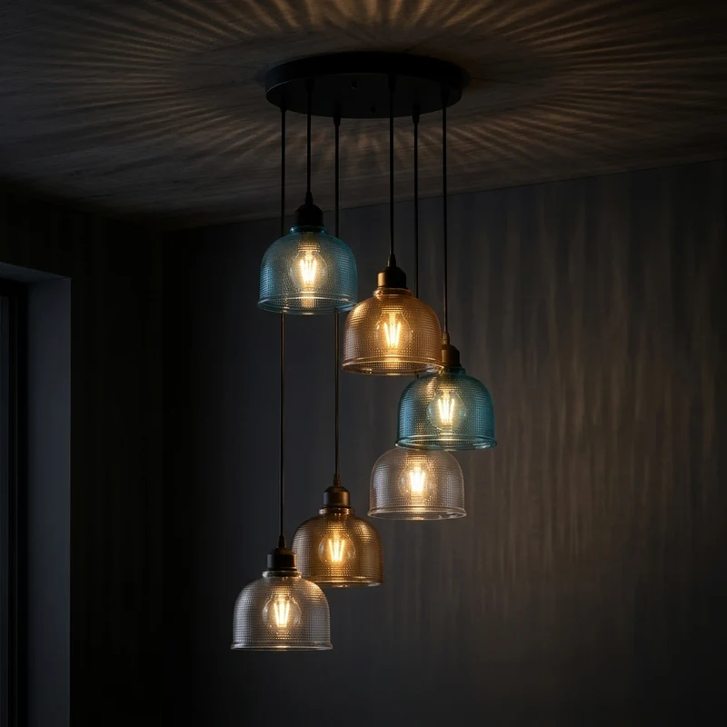 Moderne Glas Pendelleuchte | Vintage Multi Kopf Anhänger verstellbar E27~4052