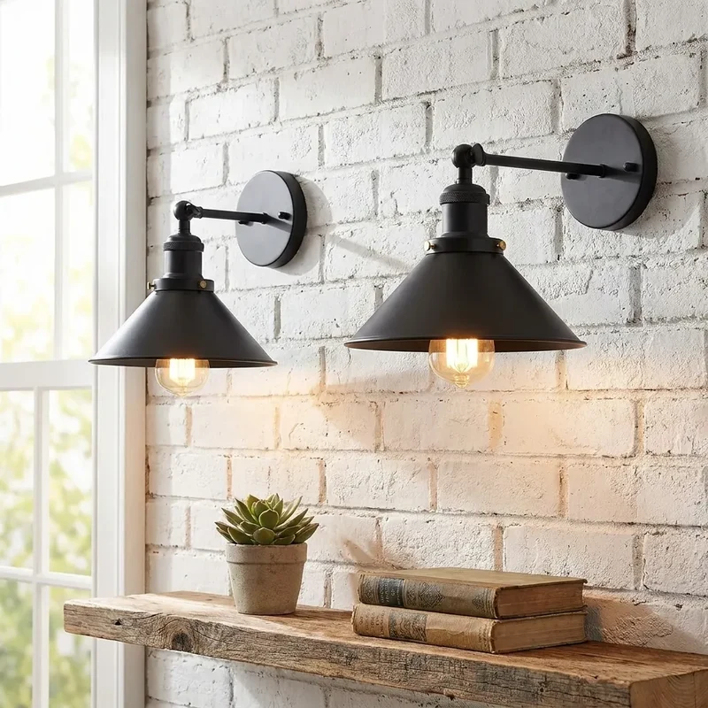Schwarze Wandleuchte Trichter – Vintage Industrie Wandlampe Loft | Ø 22cm | E27 ~4167