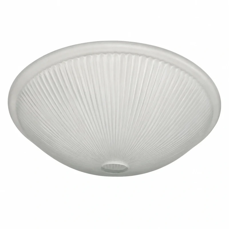 Lampenglas Ø32 cm Halbmatt - Geriffelt mit Rand Und Mittelloch Für Deckenleuchten