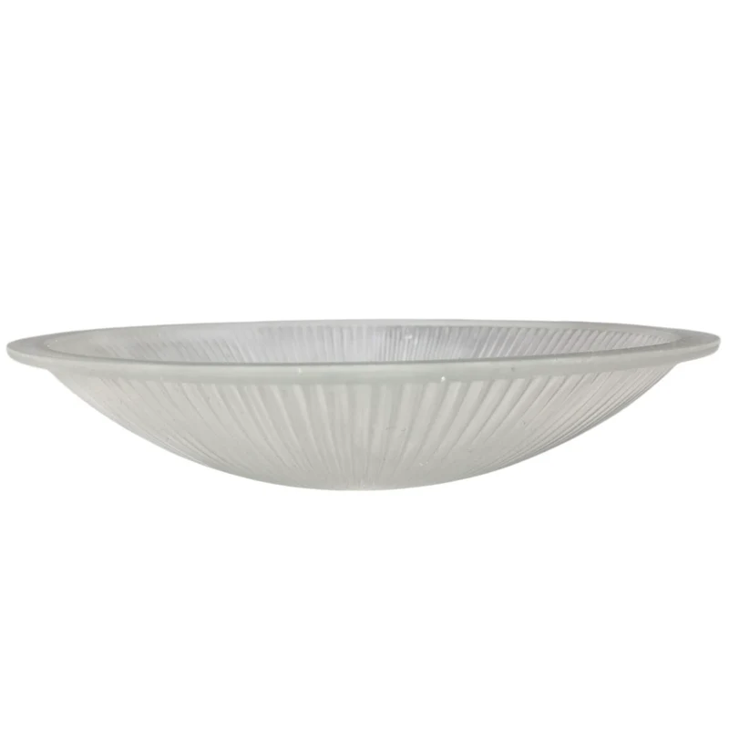 Lampenglas Ø32 cm Halbmatt - Geriffelt mit Rand Und Mittelloch Für Deckenleuchten