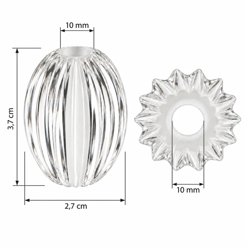 Kristall Glas klar Lampenglas Ersatzglas G4 Oval 3,7cm hoch Loch 1cm