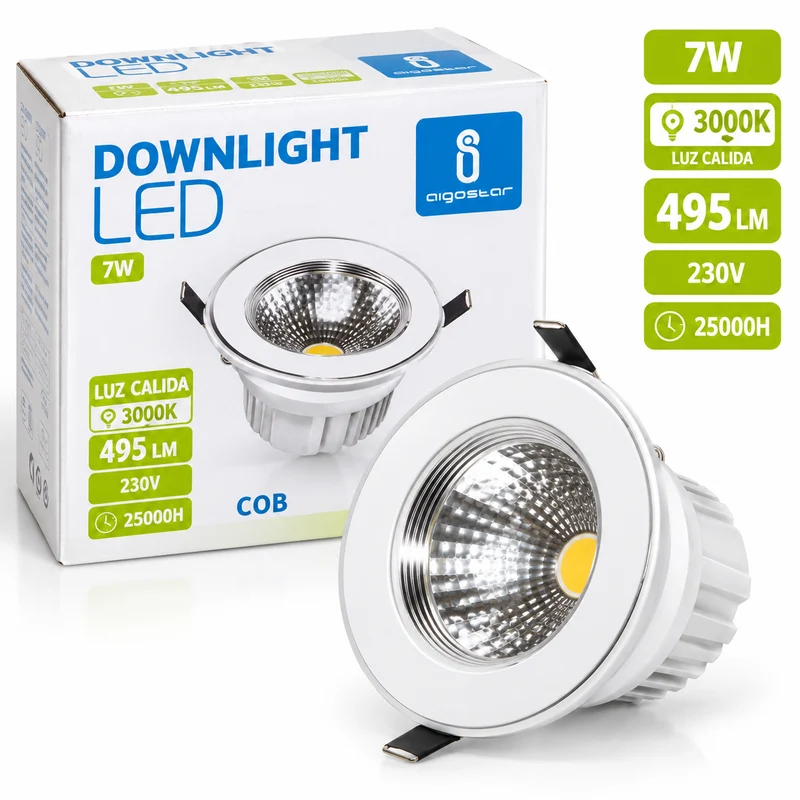 LED Downlight 11cm warmweiß - weißer Rand mit Reflektor 7W COB - Aigostar
