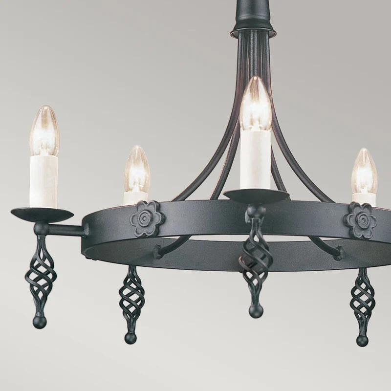 Kronleuchter Belfry 5-flammig Schwarz Ø 60cm