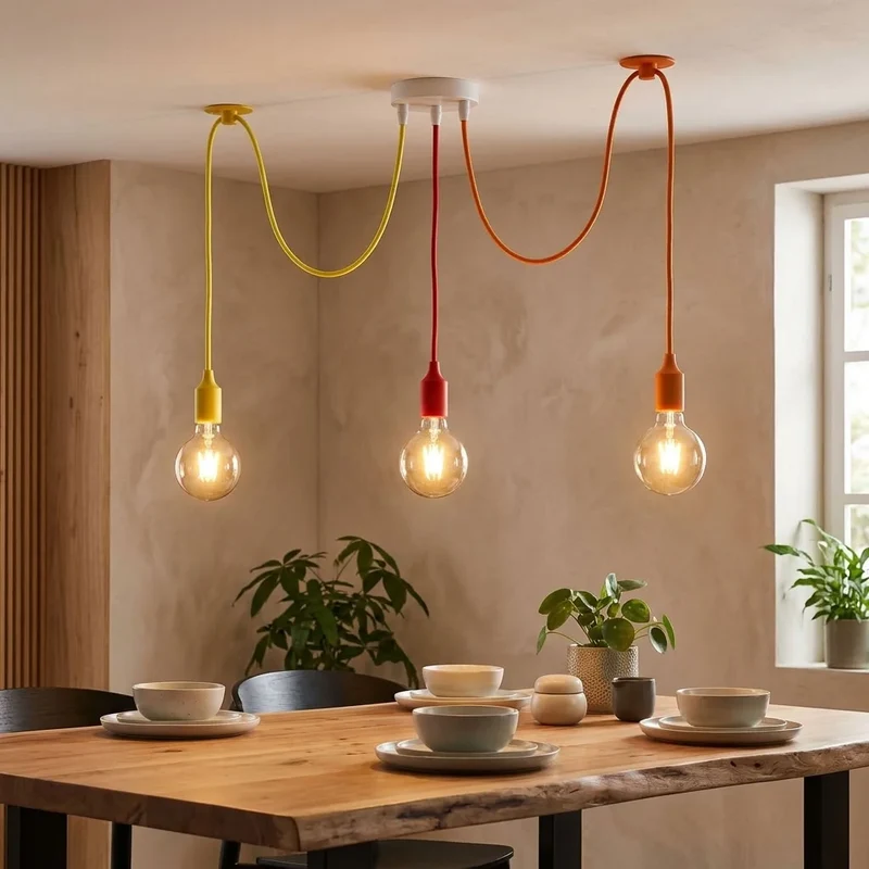 3-flammige Affenschaukel Pendelleuchte Bunt | E27 LED Notenschlüssel-Lampe ~4036