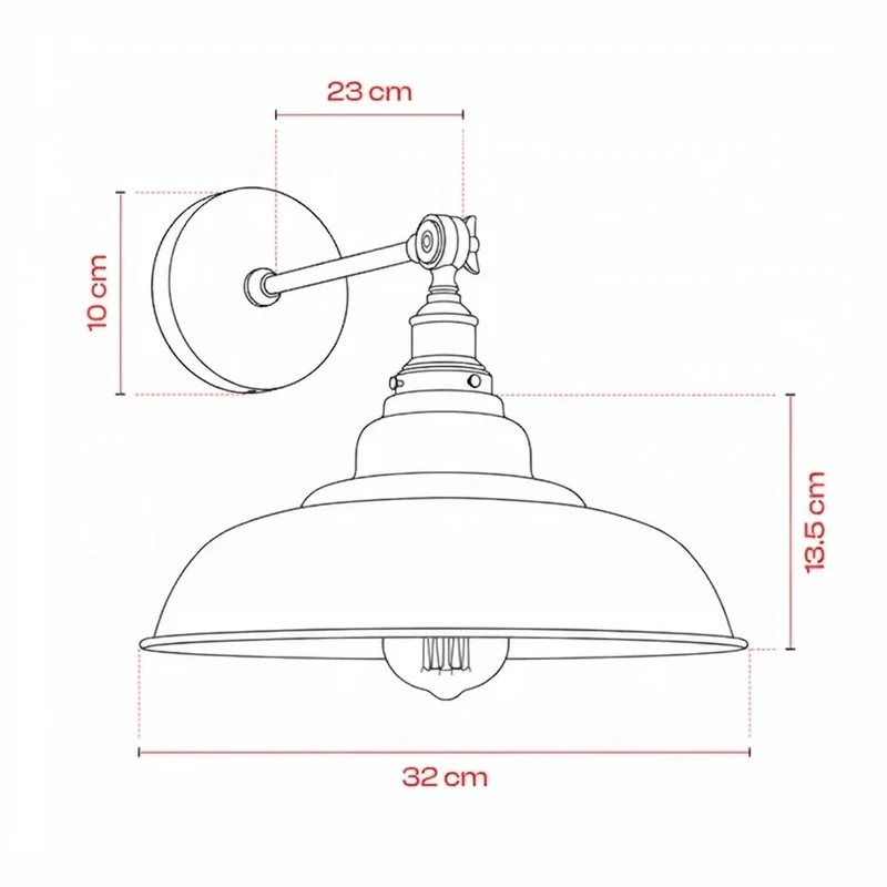 Verstellbare Wandleuchte – Vintage Fabrik Industrie Wandlampe | Ø 32cm | E27 ~3965