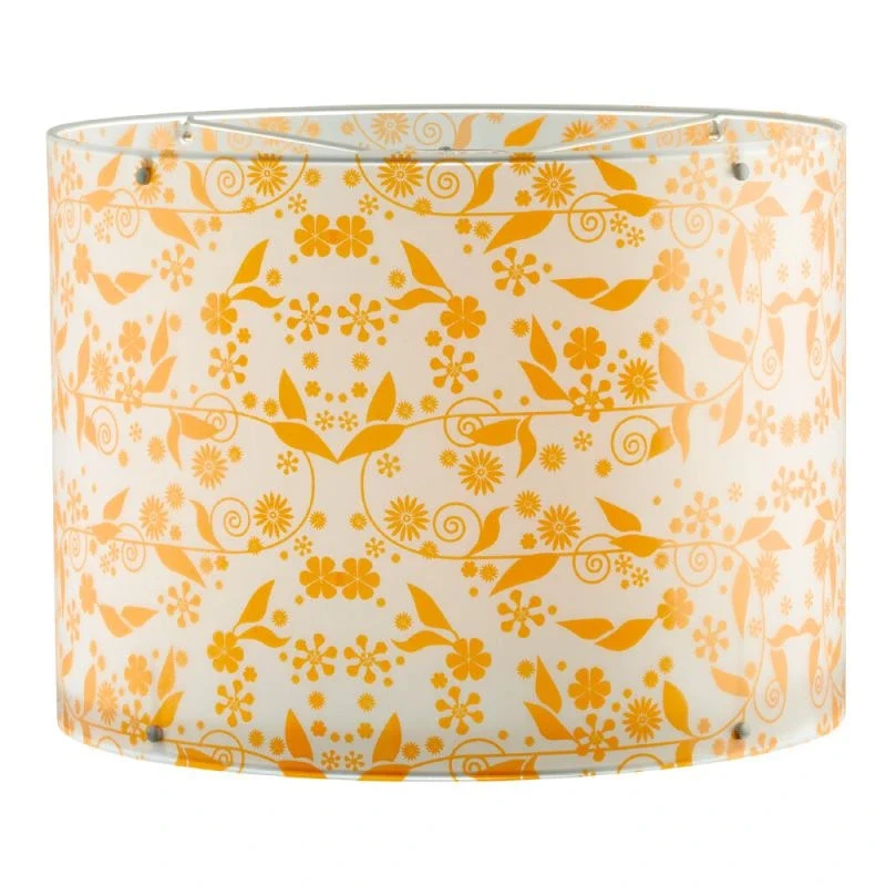 Lampenschirm Ø 39 cm Kunststoff Blumenmuster weiß orange - Hängelampe, Stehlampe