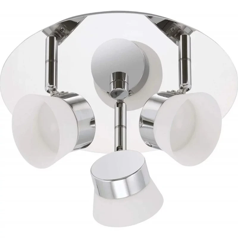 Deckenleuchte Bad LED mit 3 Strahlern IP44 warmweiß 25cm rund Chrom