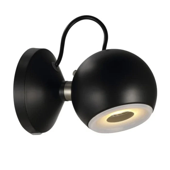 Nordlux Globe Wandleuchte schwarz GU10 – schwenkbar mit Magnethalterung & Steckerkabel
