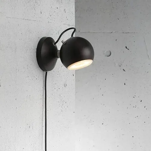 Nordlux Globe Wandleuchte schwarz GU10 – schwenkbar mit Magnethalterung & Steckerkabel