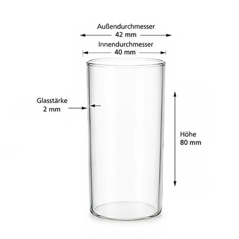 Teelichtglas aus klarem Glas 8cm hoch Ø 4,2cm - Kerzenglas, Windlicht transparent