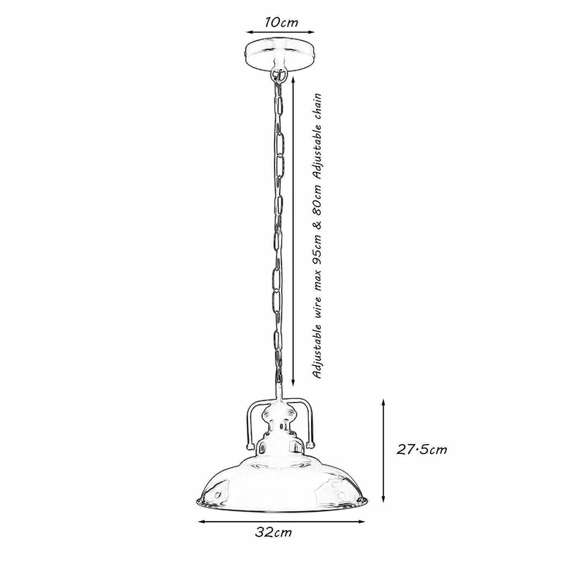 Industrie Pendelleuchte Gastro Küche Hängelampe mit Kette E27 | Ø32cm ~3875