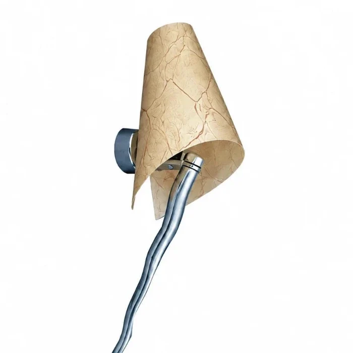 Wandfackel mit Stab Chrom & Lampenschirm hellbraun – E14, 58 cm RELCO DAMA S