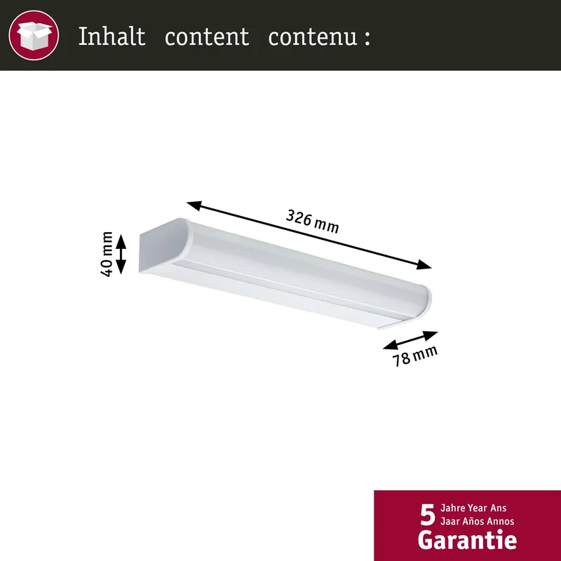 Spiegelleuchte LED 32 cm Warmweiß 3000K IP44 9W Arneb Paulmann 708.78