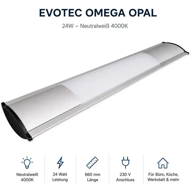 Büro Deckenleuchte 66cm neutralweiß Omega 24W mit Blende Office Deckenlampe Anbauleuchte Arbeitsleuchte