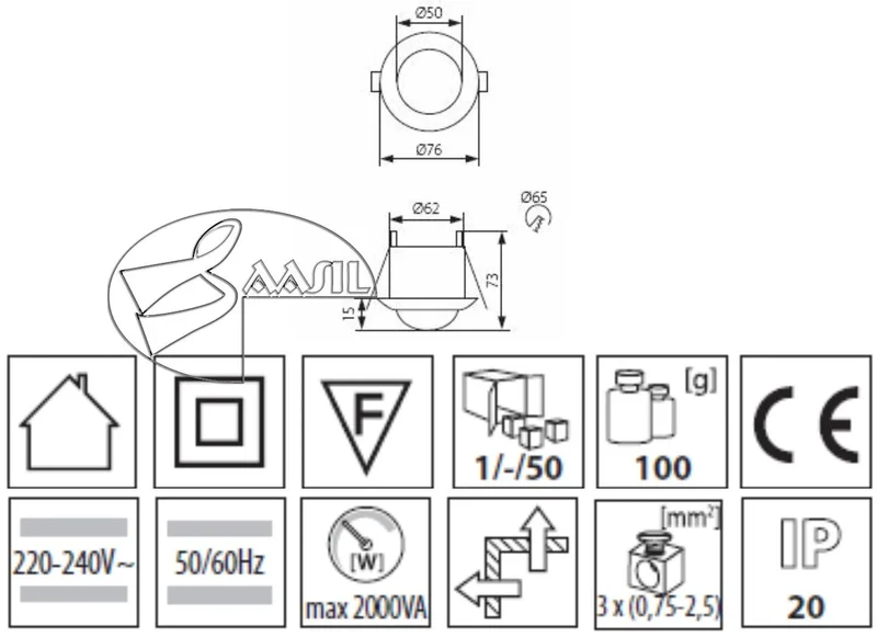 MERGE JQ-Q Einbau Bewegungsmelder Sensor Einbausensor 600W 360° 5m Radius