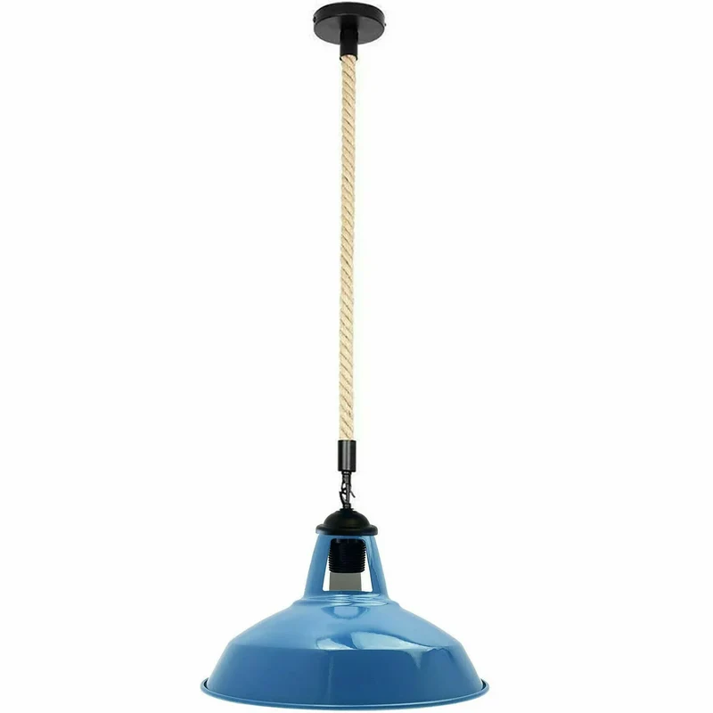 Industrielle Hanfseil Lampe 2m | E27 Metall Hängelampe höhenverstellbar~3820