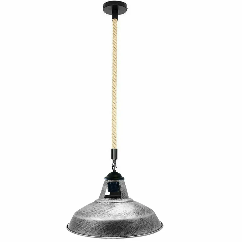 LEDSone Industrielle Hanfseil-Hängeleuchte mit Scheunenstil Pendelleuchte ~3821