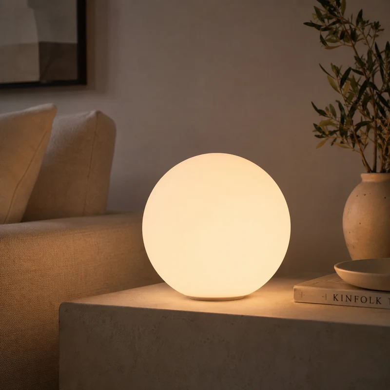 WOFI Point Kugel-Tischlampe – Milchglas weiß matt, Ø 30 cm, E27