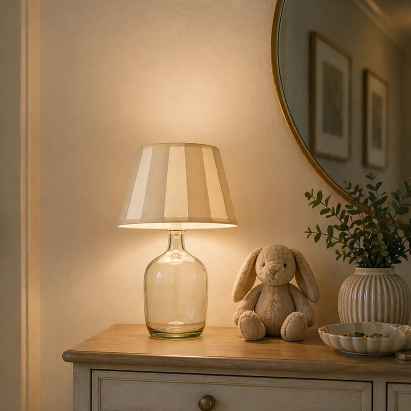 Various Lampenschirm creme mit Streifenmuster für Tischlampen und Wandleuchten, E27