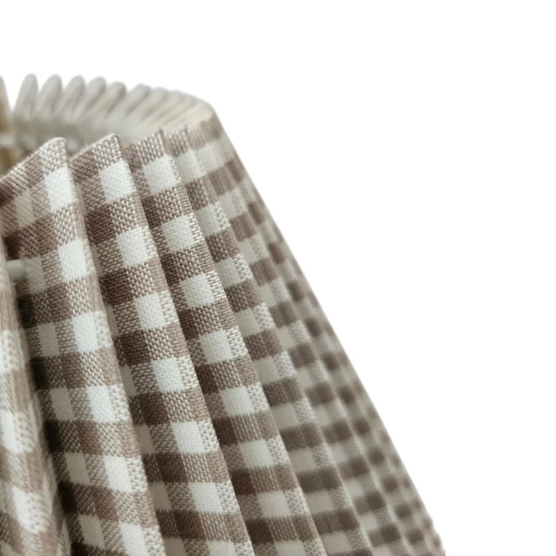 Plissee Lampenschirm Beige/Weiß – E27, Karo, konisch, 25 cm