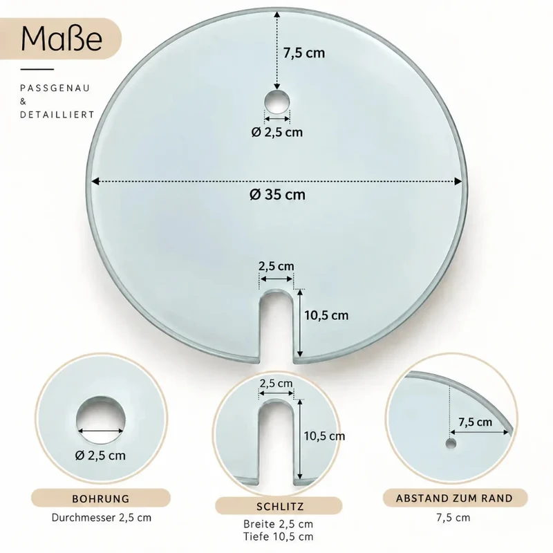 Ersatzglas Stehlampe 35 cm – weißes Lampenglas mit U-Ausschnitt und Loch