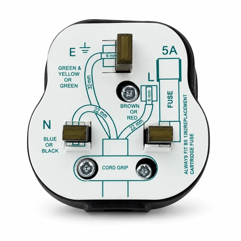 UK-Stecker Typ G – British 3-Pin Stecker nach BS 1363, Schwarz