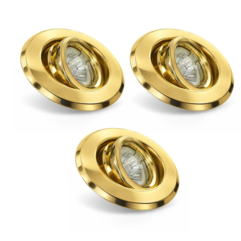 3er Einbaustrahler Gold schwenkbar dimmbar Ø 65mm – MR16 GU5.3 12V 20W inkl. Trafo