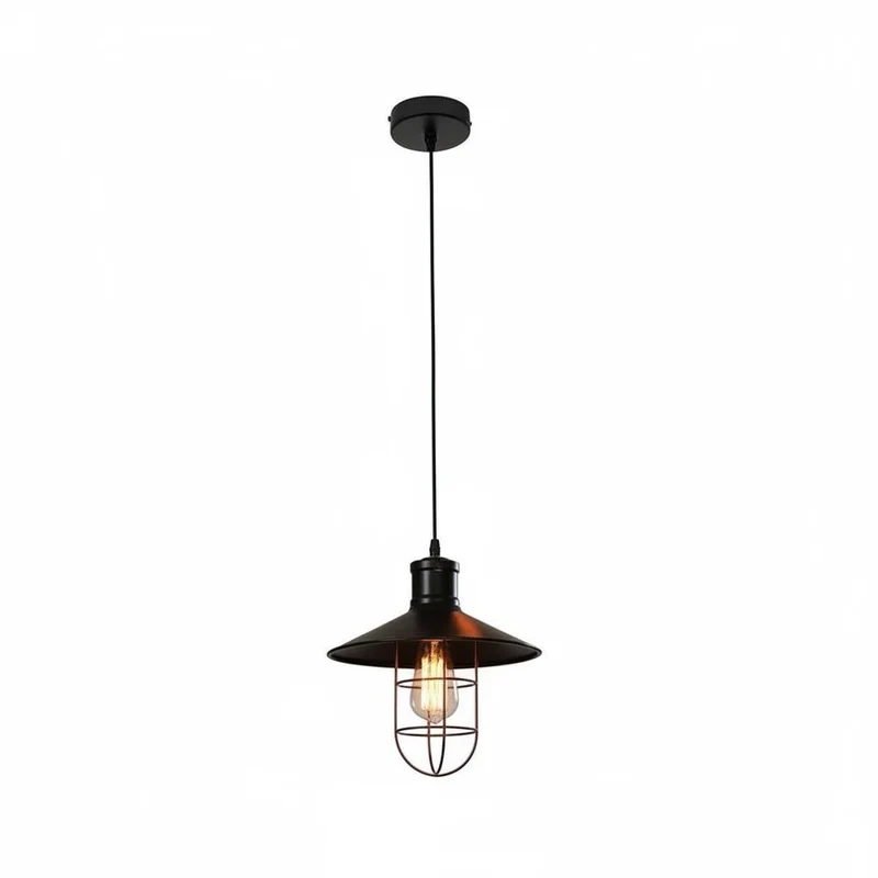 Kleine Hängelampe schwarz Vintage Industrie Stil E27 27cm