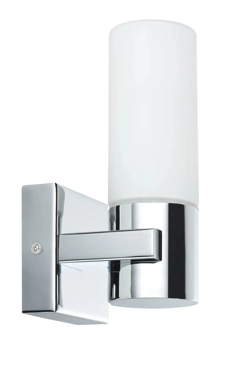 Spiegelleuchte Gemini Chrom satinierten Glas weiß 2er Pack IP44 Wandfackel Paulmann 703.54
