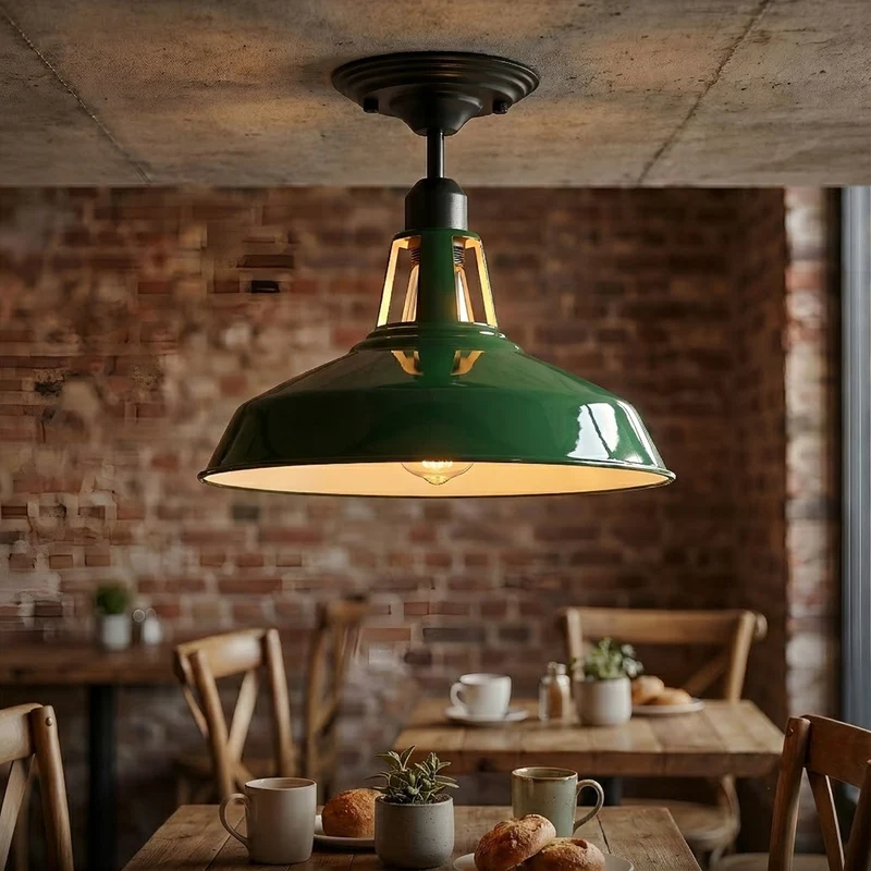 Emaille-Optik Deckenleuchte Fabrikstil Semi Flush E27 ~3806