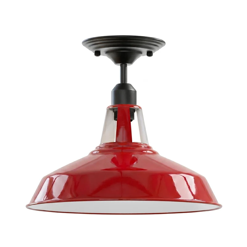 Emaille-Optik Deckenleuchte Fabrikstil Semi Flush E27 ~3806