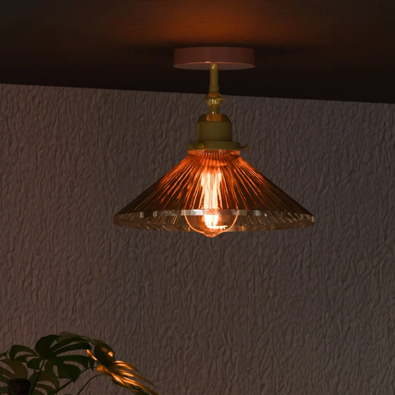 Art Déco Deckenleuchte Riffelglas Flur Wohnzimmer E27 ~3869